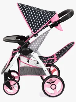 BayerDesign Dukker & Bamser-Bayer Design Twin Star Tvillingedukkevogn, Sort/Lyserød