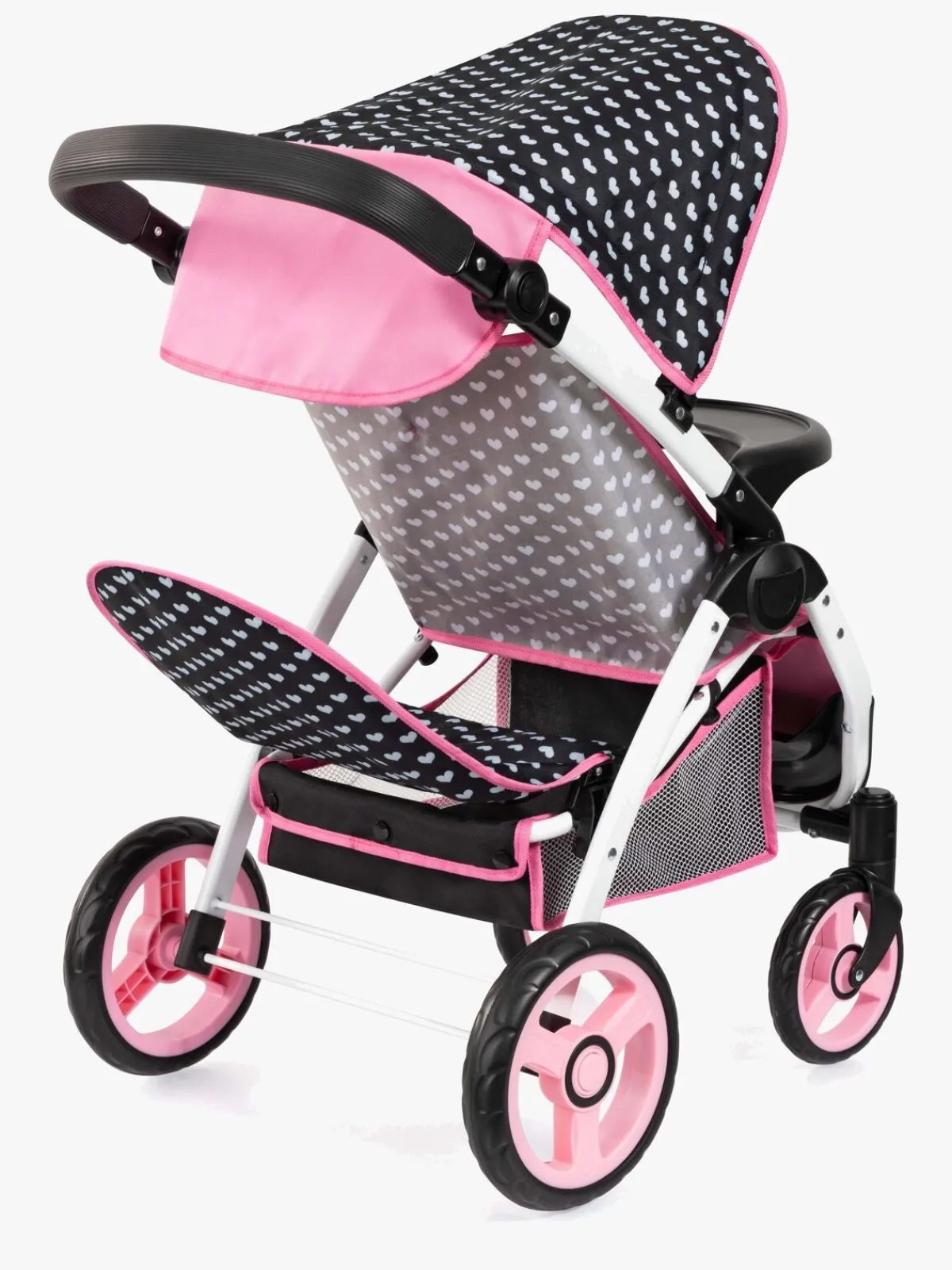 BayerDesign Dukker & Bamser-Bayer Design Twin Star Tvillingedukkevogn, Sort/Lyserød