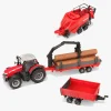 BBJunior Legetøjsbiler & -Fartøjer-BB Junior Farmland Massey Fergusson 8740S Traktor med 3 Anhængere