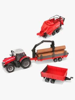 BBJunior Legetøjsbiler & -Fartøjer-BB Junior Farmland Massey Fergusson 8740S Traktor med 3 Anhængere