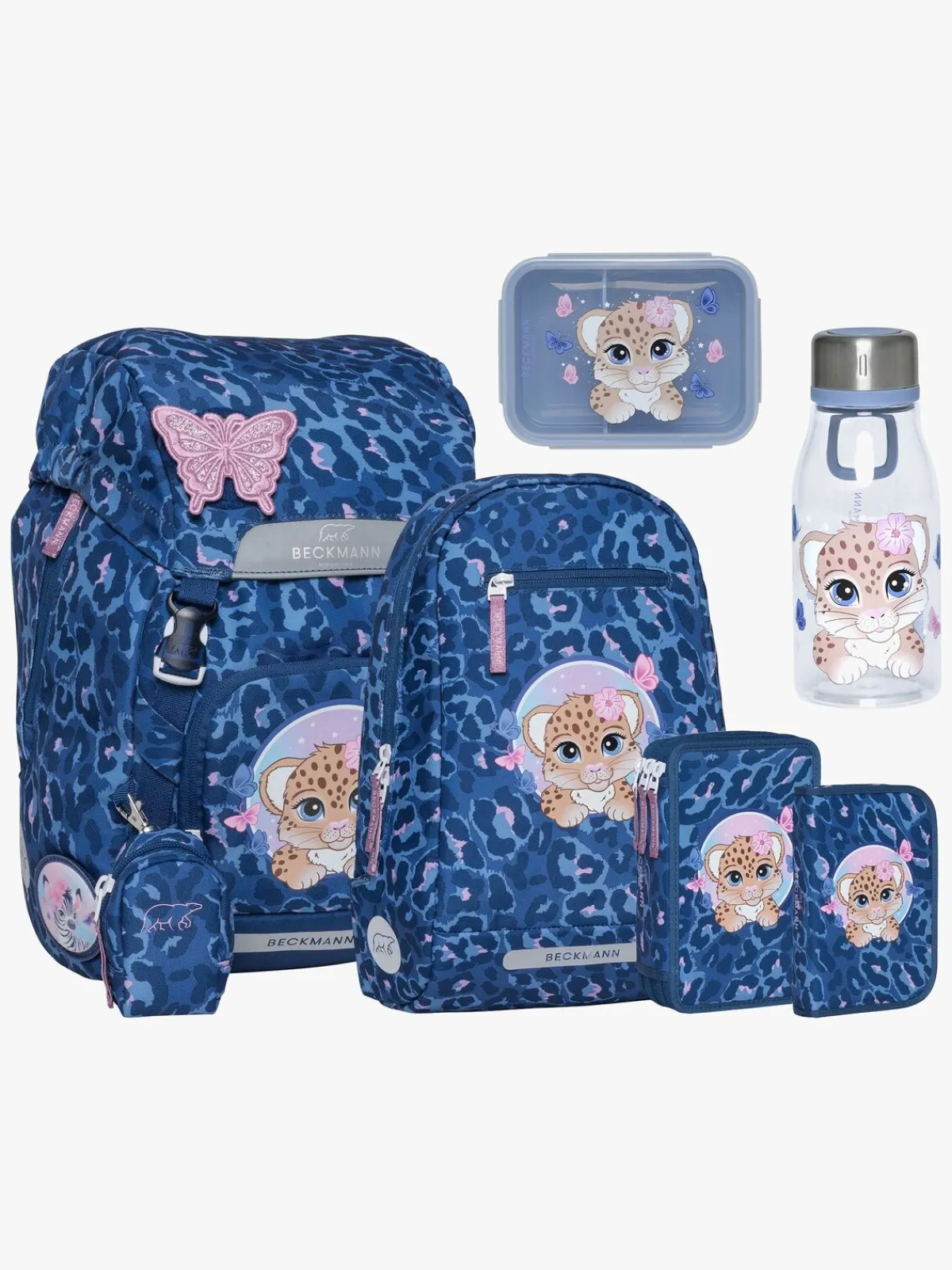 Børn Beckmann Tasker-Classic Taskesæt 22L inkl. Flaske og Madkasse, Cheeta
