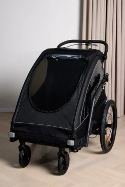 Aktivitetsvogne|Beemoo Activity Sport Cykelanhænger inkl. Newborn Set, Løbesæt & Regnslag, Black