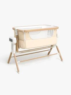 Børnesenge & Tilbehør|Beemoo CARE AutoMotion Bedside Crib, Beige/Wood
