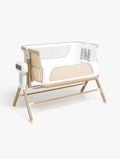 Børnesenge & Tilbehør|Beemoo CARE AutoMotion Bedside Crib, Beige/Wood
