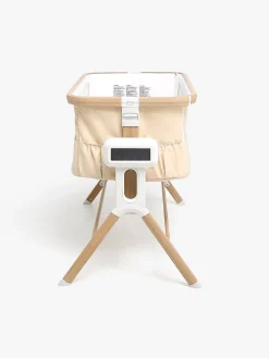 Børnesenge & Tilbehør|Beemoo CARE AutoMotion Bedside Crib, Beige/Wood