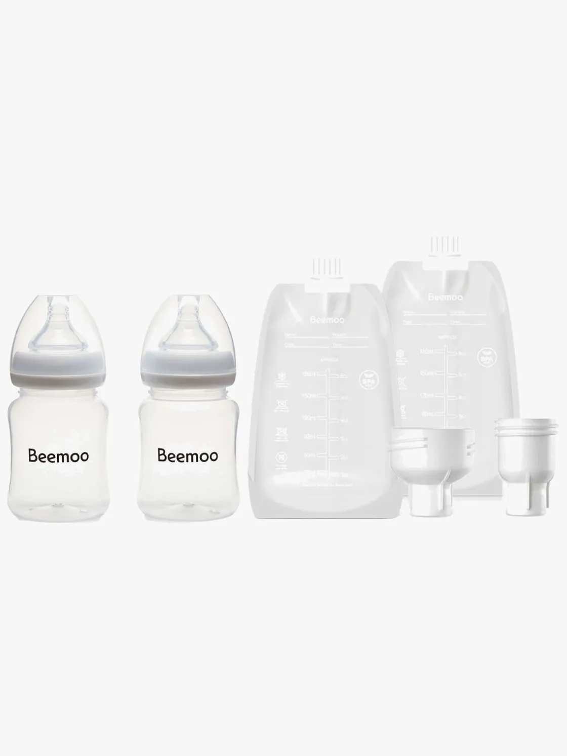 Amning|Beemoo CARE Flasker 180 ml 2-Pak inkl. Modermælksposer 30-Pak