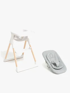 Højstole & Tilbehør|Beemoo CARE Harmony Højstol inkl. Sæt til Nyfødte, White/Wood