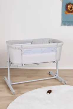 Børnesenge & Tilbehør|Beemoo CARE 2-i-1 Bedside Crib & Kravlegård, Light Grey