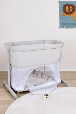 Børnesenge & Tilbehør|Beemoo CARE 2-i-1 Bedside Crib & Kravlegård, Light Grey
