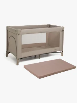 Børnesenge & Tilbehør|Beemoo CARE QuickFold Weekendseng inkl. Madras, Taupe