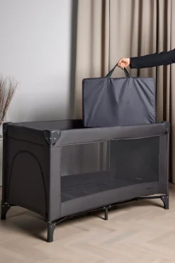 Børnesenge & Tilbehør|Beemoo CARE QuickFold Weekendseng inkl. Madras, Slate