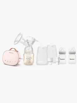 Amning|Beemoo CARE Single Elektrisk Brystpumpe inkl. Modermælksposer & Modermælksflaske 180 ml 2-pak