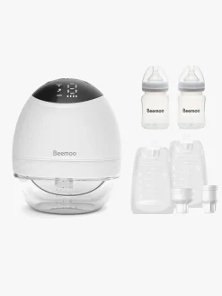 Amning|Beemoo CARE Wearable LED Elektrisk Brystpumpe Single inkl. Modermælksposer 30-pak & Flasker 2-pak