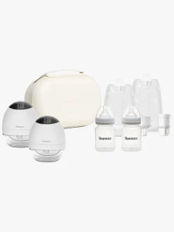 Amning|Beemoo CARE Wearable LED Elektrisk Brystpumper Dobbelt inkl. Modermælksposer Modermælksflaske & Opbevaringstaske