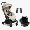 Vognpakker|Beemoo Easy Fly Lux 4 Klapvogn inkl Route i-Size Autostol Baby, Sand Beige/Black Stone