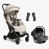 Vognpakker|Beemoo Easy Fly Lux 4 Klapvogn inkl Route i-Size Autostol Baby, Sand Beige/Mineral Grey