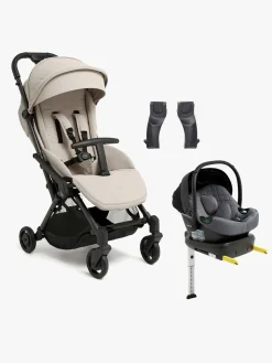 Vognpakker|Beemoo Easy Fly Lux 4 Klapvogn inkl Route i-Size Autostol Baby & Base, Sand Beige/Mineral Grey