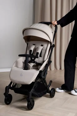 Vognpakker|Beemoo Easy Fly Lux 4 Klapvogn inkl Route i-Size Autostol Baby & Base, Sand Beige/Mineral Grey