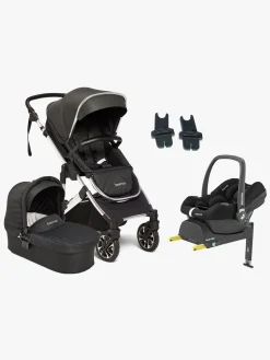 Vognpakker|Beemoo Maxi 4 Duovogn inkl. Maxi-Cosi CabrioFix i-Size Autostol Baby & Base, Black/Silver