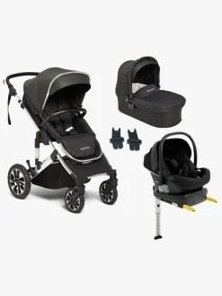 Vognpakker|Beemoo Maxi 4 Duovogn inkl. Route i-Size Autostol Baby & ISOFIX Base, Black Silver/Black Stone