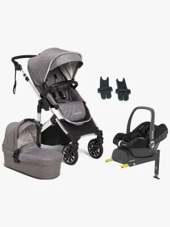Beemoo Vognpakker-Maxi 4 Duovogn inkl. Maxi-Cosi CabrioFix i-Size Autostol Baby & Base, Grey/Silver