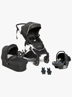 Beemoo Vognpakker-Maxi 4 Duovogn inkl. Route i-Size Autostol Baby, Black Silver/Mineral Grey