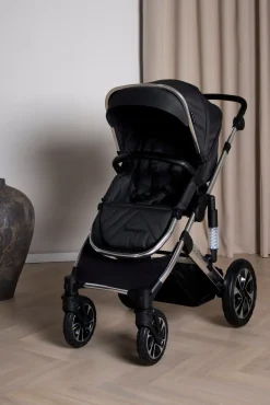 Beemoo Vognpakker-Maxi 4 Duovogn inkl. Route i-Size Autostol Baby, Black Silver/Mineral Grey