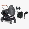 Beemoo Vognpakker-Maxi 4 Twin Søskendevogn inkl. Cybex Aton B2 i-Size Autostol Baby & Base, Black/Volcano Black