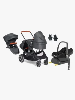 Beemoo Vognpakker-Maxi 4 Twin Søskendevogn inkl. Ekstra Søskendesæde & Maxi-Cosi CabrioFix i-Size Autostol Baby & Base, Black