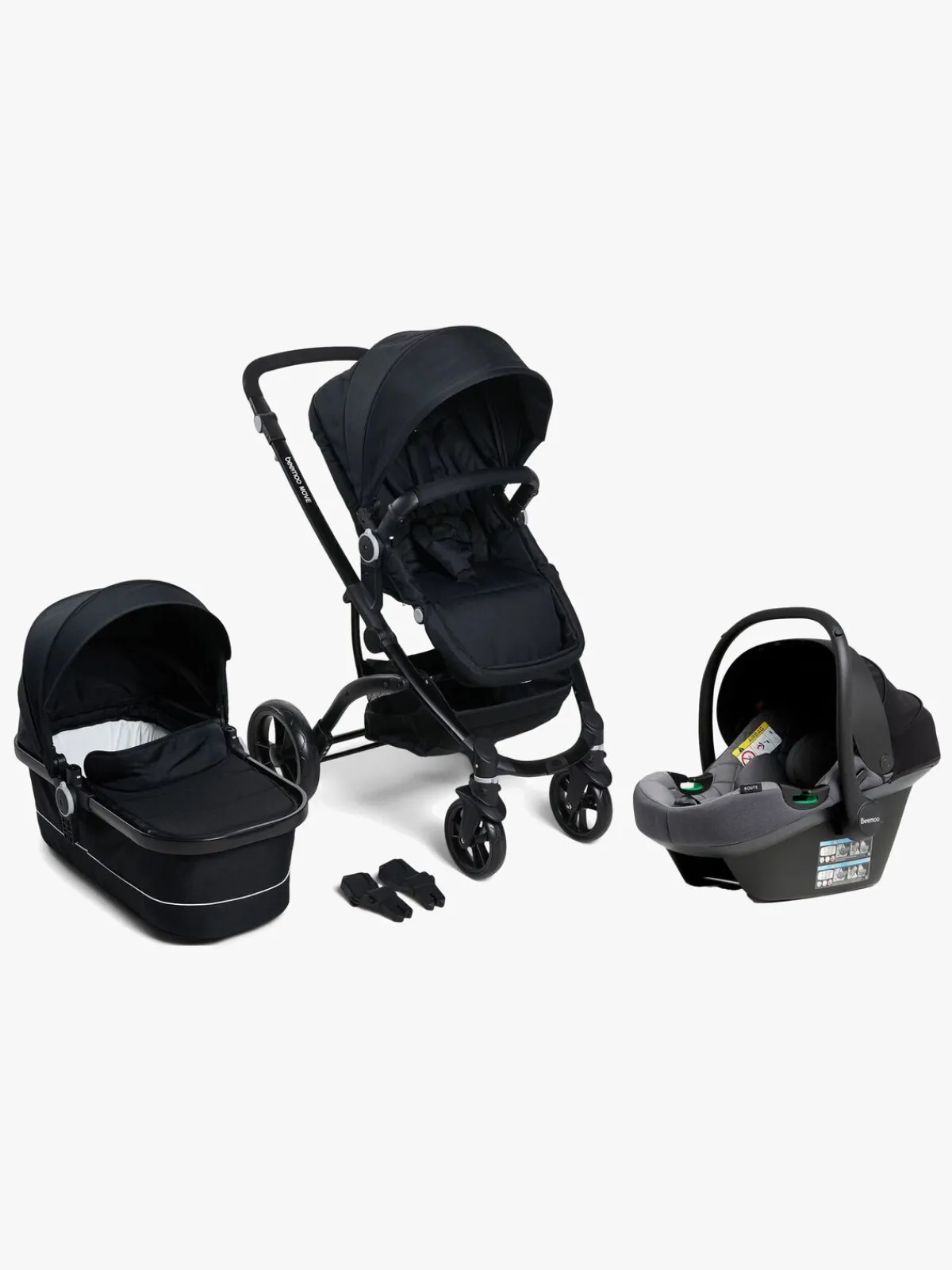 Vognpakker|Beemoo Move Duo Kombivogn inkl. Route i-Size Autostol Baby, Black/Mineral Grey