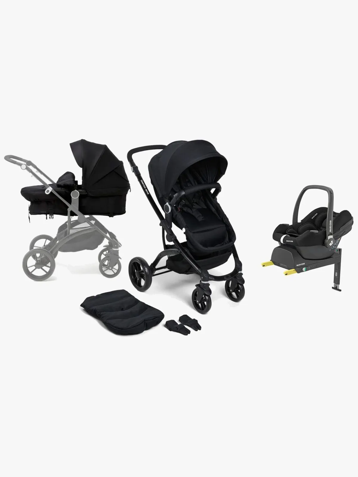 Beemoo Vognpakker-Move 2-in-1 Kombivogn inkl. Maxi-Cosi CabrioFix i-Size Autostol Baby & Base, Black