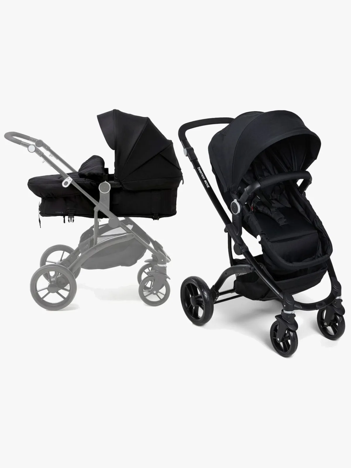 Beemoo Vognpakker-Move 2-in-1 Kombivogn inkl. Maxi-Cosi CabrioFix i-Size Autostol Baby & Base, Black