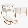 Børnesenge & Tilbehør|Beemoo Nordic Tremmeseng Puslebord & Skråstol, White/Wood
