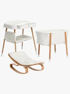 Børnesenge & Tilbehør|Beemoo Nordic Tremmeseng Puslebord & Skråstol, White/Wood