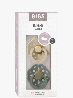 Sutter & Suttesnore|BIBS Boheme Sut 2-Pak Latex Str. 2 Rund, Vanilla/Pine Beige/Grøn