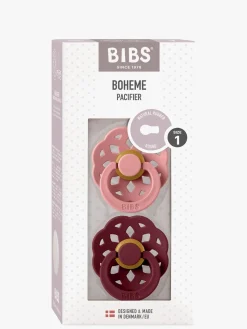 Sutter & Suttesnore|BIBS Boheme Sut 2-Pak Latex Str. 1 Rund, Dusty Pink/Elderberry Lyserød/Rød