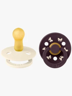 BIBS Sutter & Suttesnore-Colour Holiday Bow Sut 2-pak Latex Str. 2, Ivory/Plum