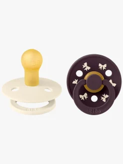 Sutter & Suttesnore|BIBS Colour Holiday Bow Sut 2-pak Latex Str. 1, Ivory/Plum Lilla/Hvid