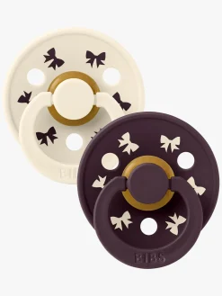 Sutter & Suttesnore|BIBS Colour Holiday Bow Sut 2-pak Latex Str. 1, Ivory/Plum Lilla/Hvid