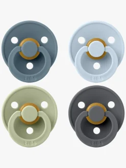 Sutter & Suttesnore|BIBS Colour Sut 4-pak Latex Str. 2, Petrol/Sage/Baby Blue/Iron Blå/Flerfarvet
