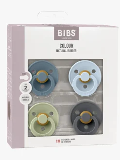 Sutter & Suttesnore|BIBS Colour Sut 4-pak Latex Str. 2, Petrol/Sage/Baby Blue/Iron Blå/Flerfarvet