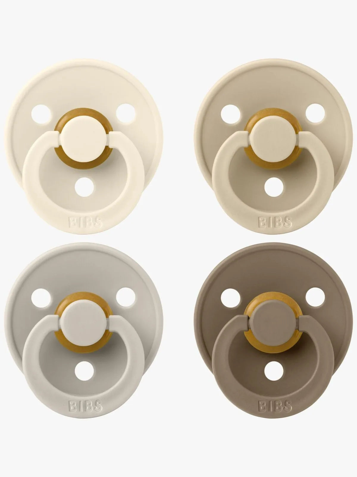 Sutter & Suttesnore|BIBS Colour Sut 4-pak Latex Str. 2, Ivory/Sand/Vanilla/Dark Oak Flerfarvet