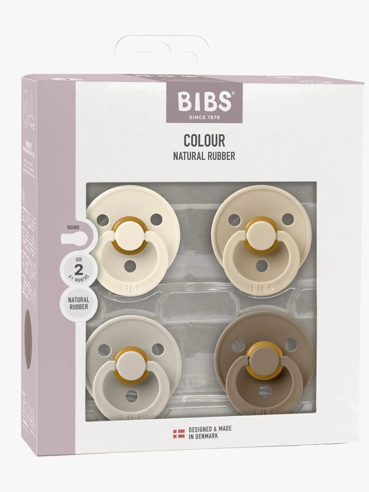 Sutter & Suttesnore|BIBS Colour Sut 4-pak Latex Str. 2, Ivory/Sand/Vanilla/Dark Oak Flerfarvet