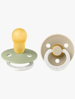 Sutter & Suttesnore|BIBS Colour Sut 2-Pak Latex Str. 3 Rund, Sage GLOW/Vanilla GLOW Grøn/Beige