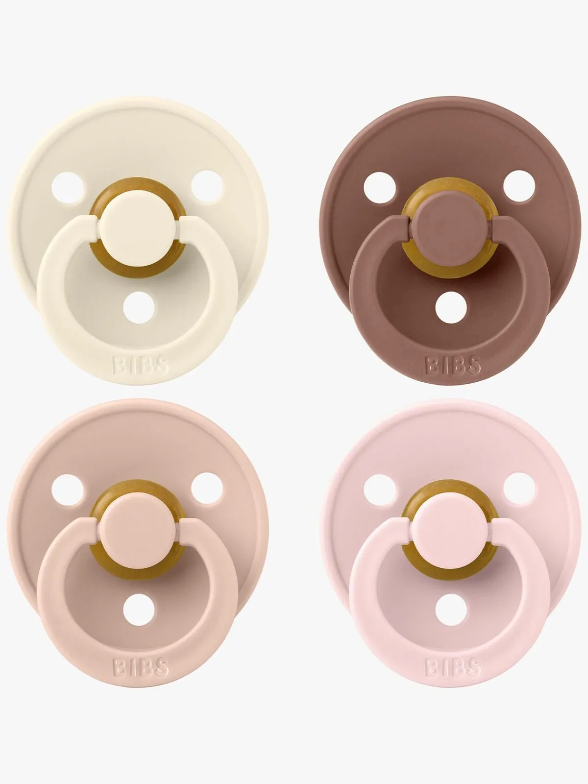 Sutter & Suttesnore|BIBS Colour Sut 4-pak Latex Str. 2, Ivory/Blush/Woodchuck/Blossom Lyserød/Flerfarvet