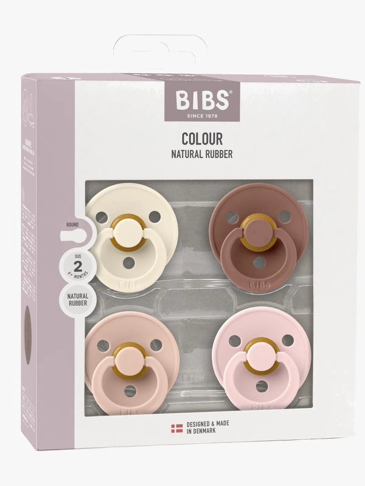 Sutter & Suttesnore|BIBS Colour Sut 4-pak Latex Str. 2, Ivory/Blush/Woodchuck/Blossom Lyserød/Flerfarvet
