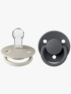 Sutter & Suttesnore|BIBS De Lux Sut 2-pak Silikone One Size Rund, Sand/Iron Beige/Grå