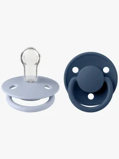 Sutter & Suttesnore|BIBS De Lux Sut 2-pak Silikone One Size Rund, Dusty Blue/Steel Blue Blå