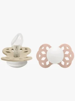 Sutter & Suttesnore|BIBS Infinity Sutter 2-Pak Silikone Str. 2 Anatomisk, Vanilla GLOW/Blush GLOW Beige/Lyserød/Hvid