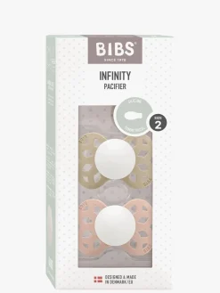 Sutter & Suttesnore|BIBS Infinity Sutter 2-Pak Silikone Str. 2 Symmetrisk, Vanilla GLOW/Blush GLOW Beige/Lyserød/Hvid